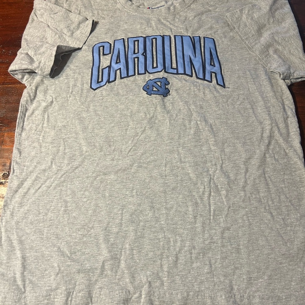 Champion Gray and Blue Carolina Men's Tee